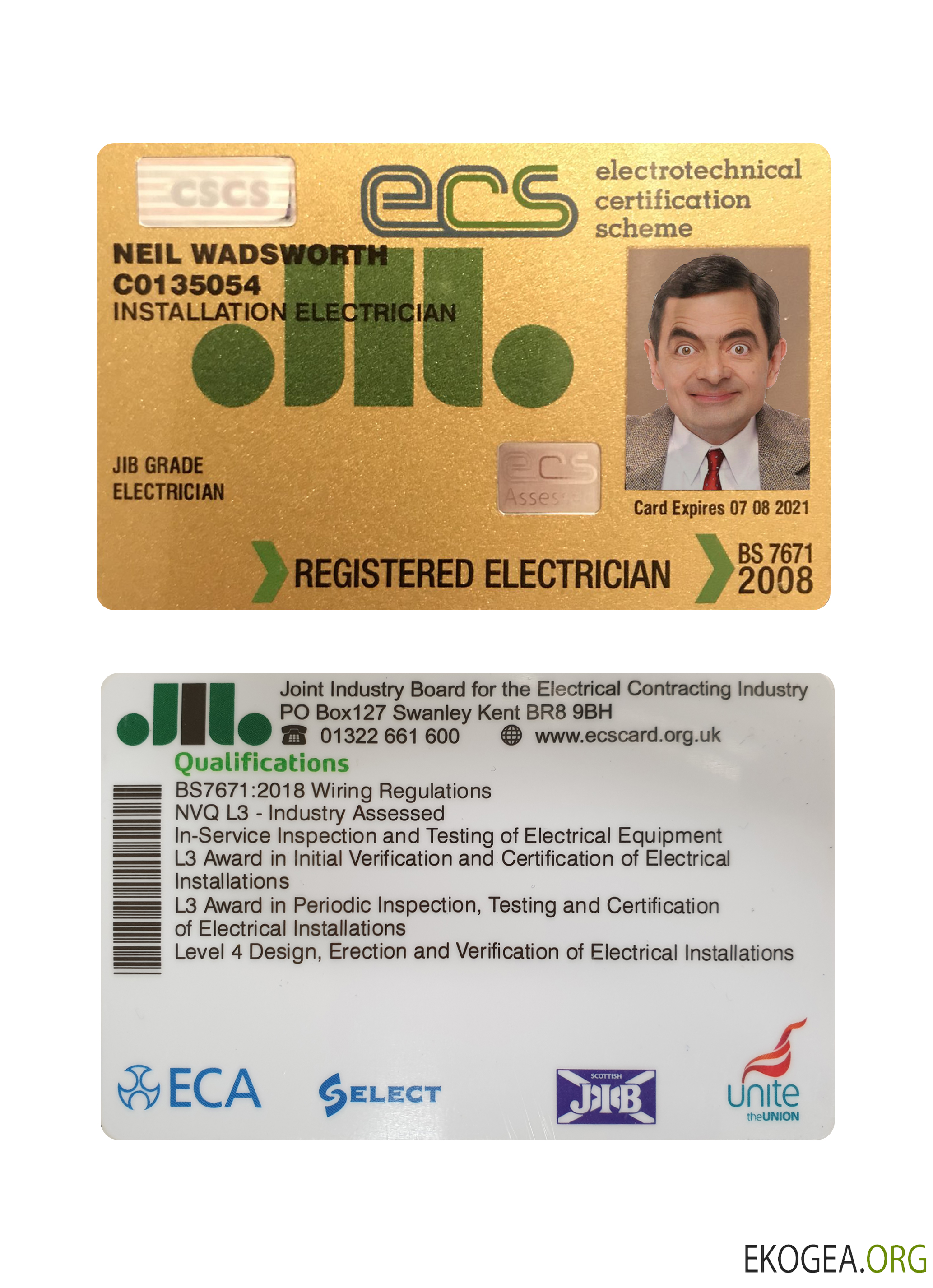 Carte du système de certification électrotechnique (ECS) du Royaume Uni